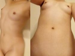 貧乳コンプのクビレなし幼児体型でパイパン全裸クリオナニー自撮り